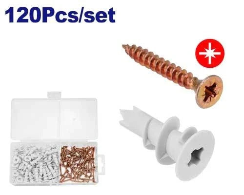 طقم براغي مع أسفين جبسن بورد – 120 قطعة EMTOP EMXT1B01