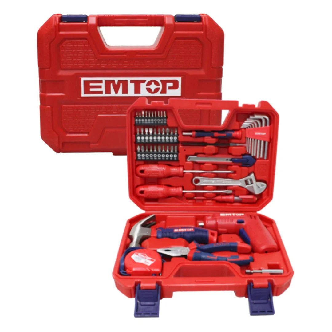 مجموعة أدوات منزلية من EMTOP مع مفك براغي لاسلكي