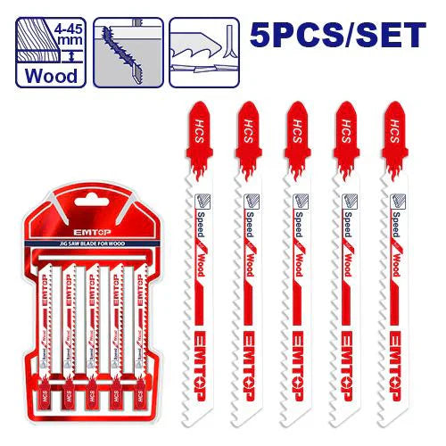 مجموعة شفرات منشار كهربائي لقطع الخشب المكون من 5 قطع EMTOP ESBT111C