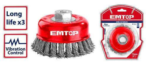 فرشاة سلكية فولاذية من EMTOP مقاس 75 و100 مم