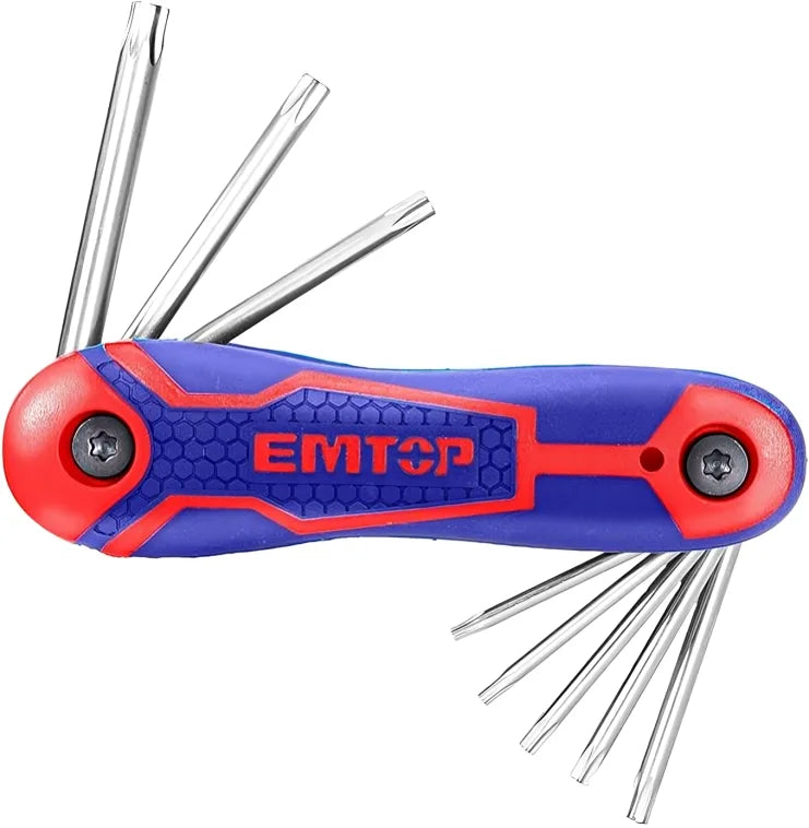 طقم مفاتيح توركس قابلة للطي – مكونة من 8 قطع – EMTOP EHKY4083