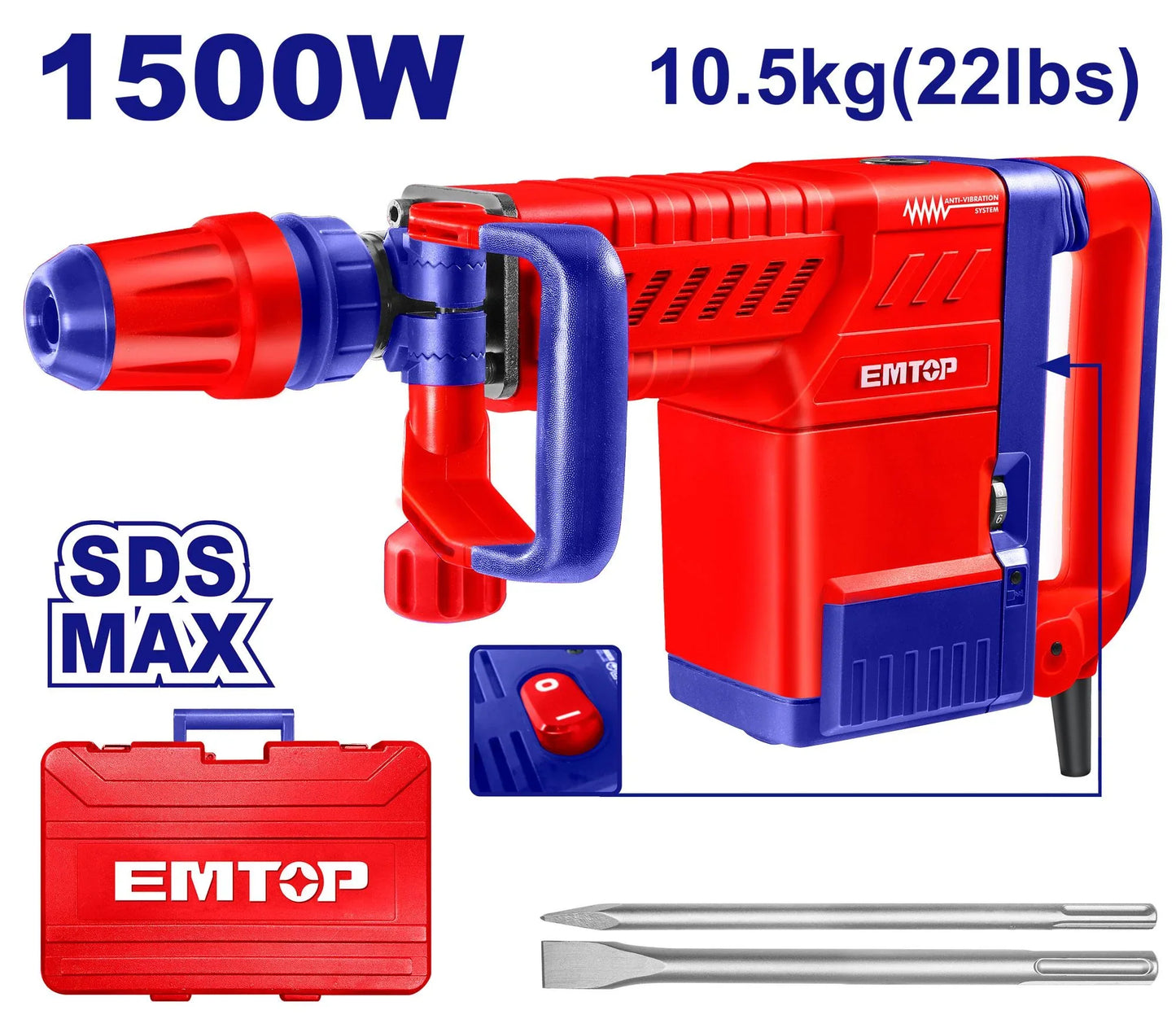 همر تكسير كهرباء EMTOP 1500 W 10KG
