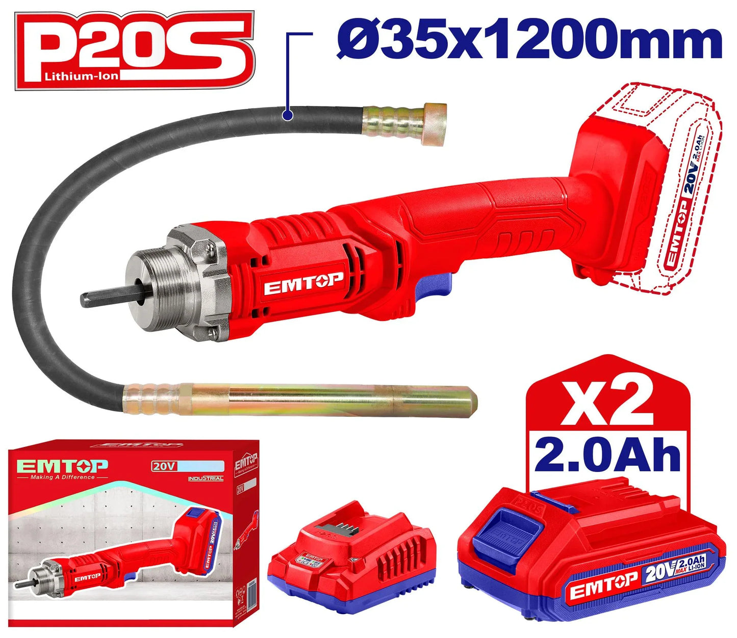 أداة تماسك المزيج إسمنتي اللاسلكي 20 فولت - EMTOP ECVL2023013