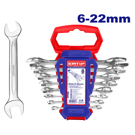 مجموعة مفاتيح شد مزدوجة مكونة من 8 قطع EMTOP EDES10801