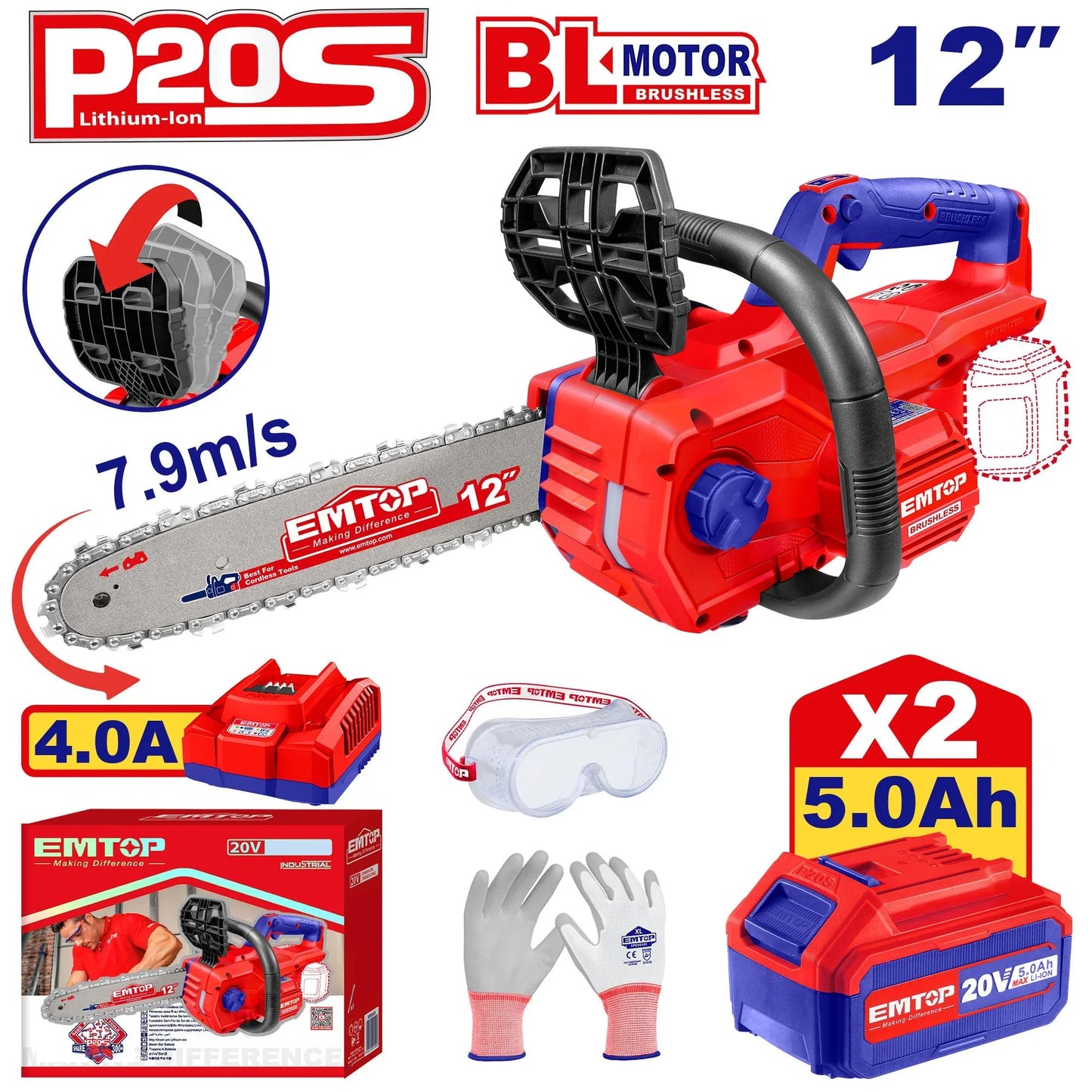 منشار كهربائي لاسلكي 20 فولت - EMTOP ELGA201286