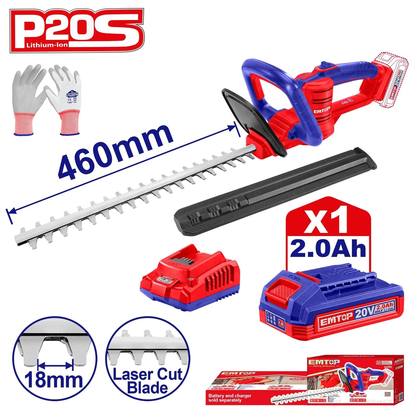 مقص سياج لاسلكي EMTOP ELHT204611