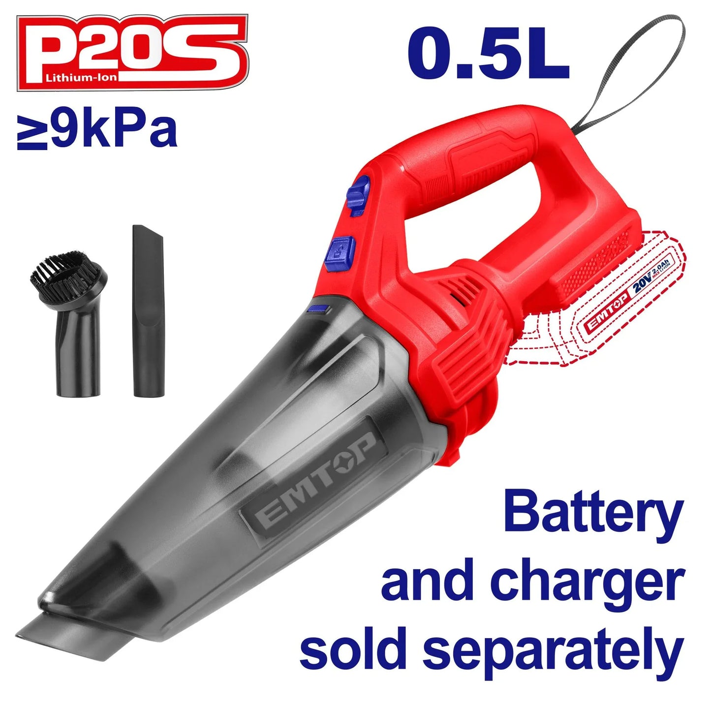 مكنسة كهربائية لاسلكية بقدرة 20 فولت - EMTOP ELVC201261