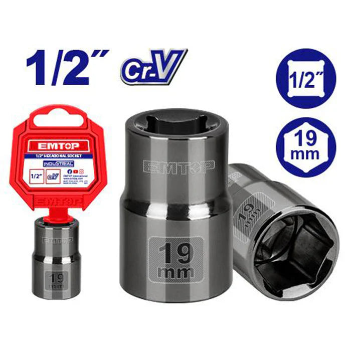 مقبس سداسي 1/2 إنش – 19 ملم EMTOP ESCT12191