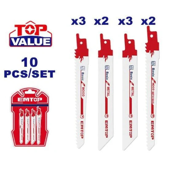 مجموعة شفرات منشار الترددي المكون من 10 قطع EMTOP ESSB1001