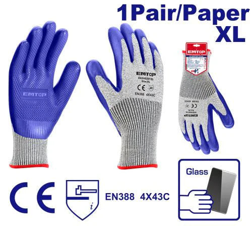 كفوف ضد القطع لون أزرق ثقيل (مقاس XL) EMTOP EXGV0301XL