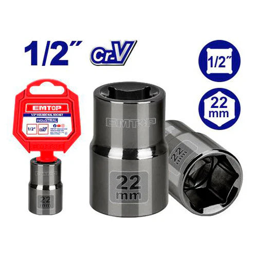 مقبس سداسي 1/2 إنش – 22 ملم من EMTOP ESCT12221