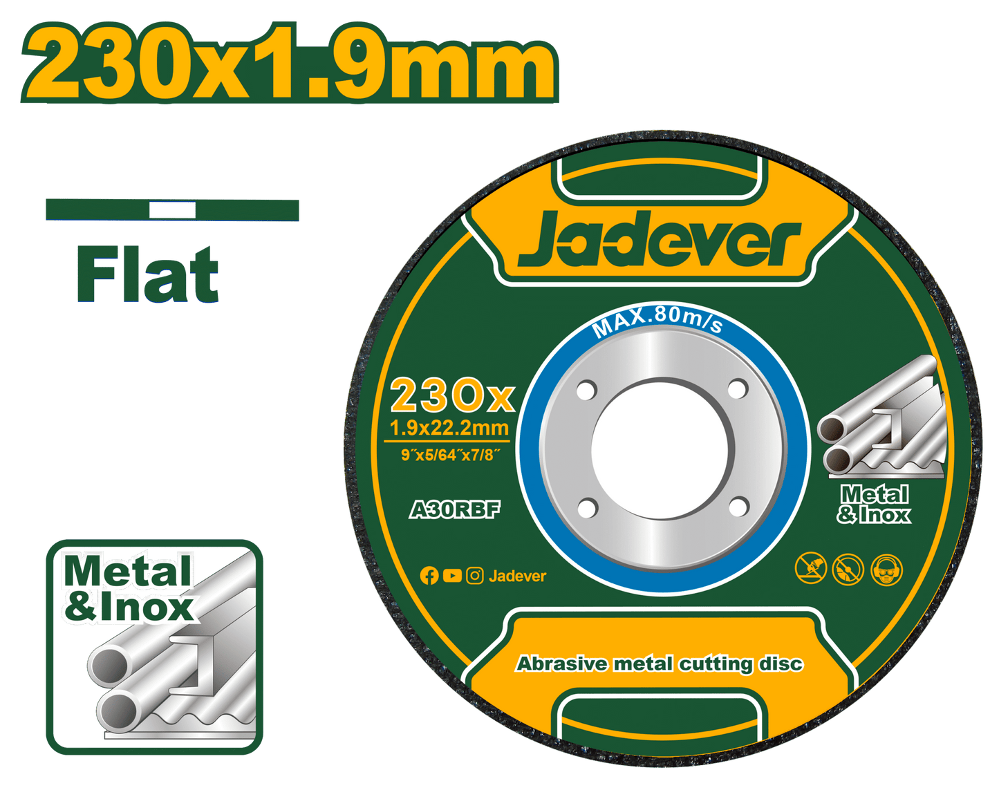 فيبر جلخ معدني 9 انش × 1.9 مم – مركز مسطح من جادايفر