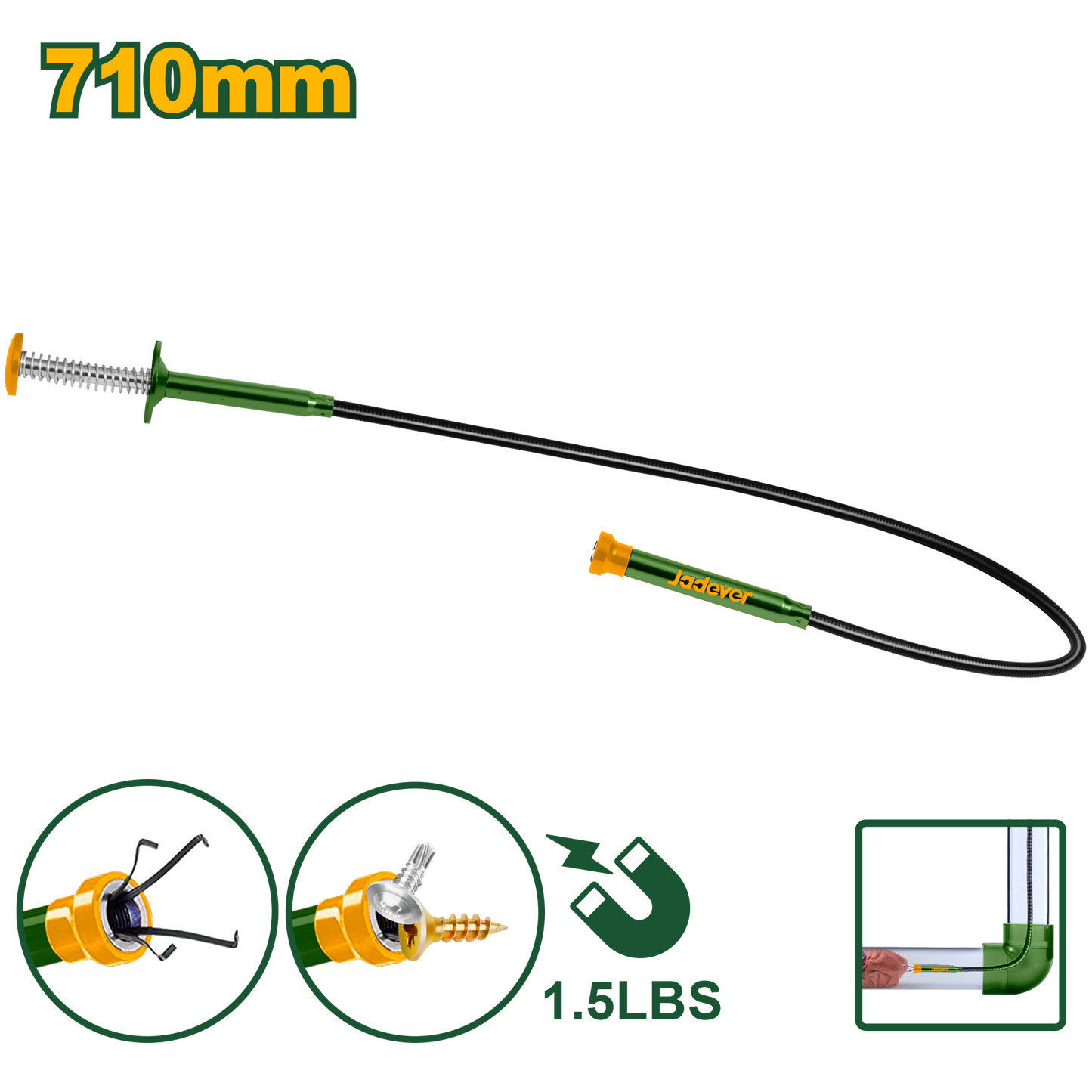أداة التقاط JADEVER مع عمود مرن 710مم لاسترجاع العناصر الصغيرة بشكل سهل