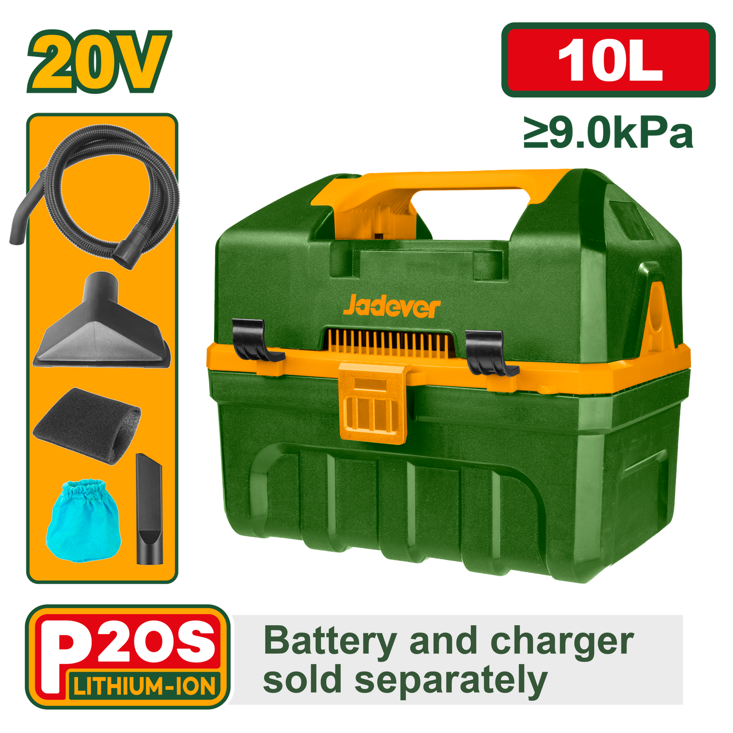 مكنسة شحن 20 فولت وخزان 10 لتر مع وظيفة نفخ بدون يطارية او شاحن من جادايفر