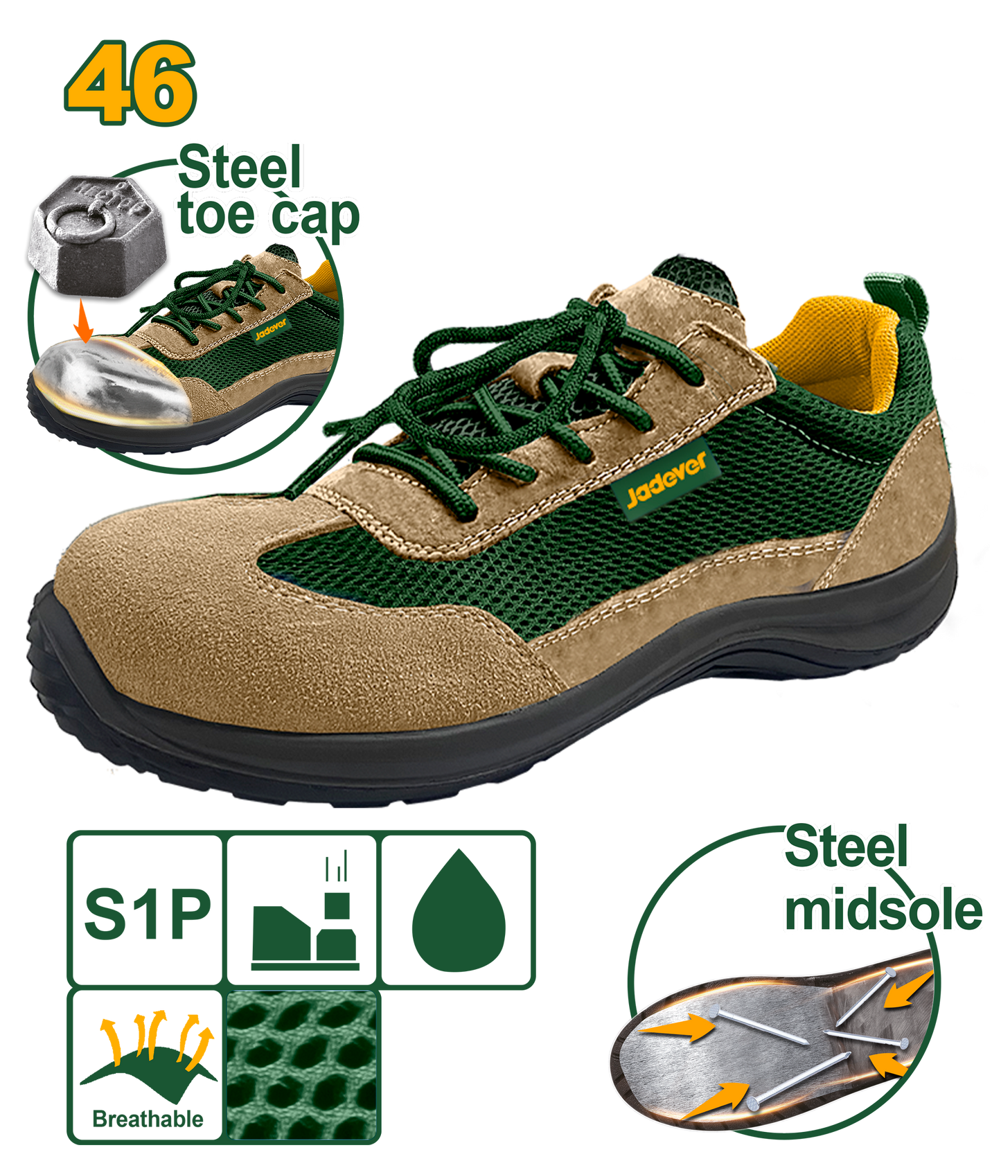 حذاء سيفتي برقبة قصيرة شمواه من جادايفر Jadever