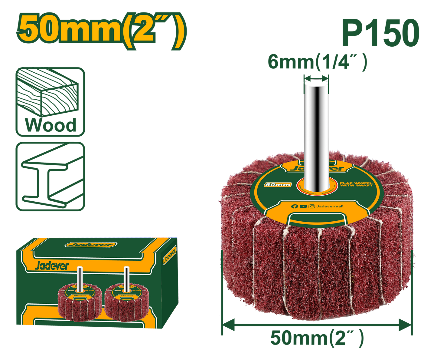 قرص تلميع JADEVER 50 x 25MM حبوب P150 لأعلى دقة ولمسات نهائية مميزة