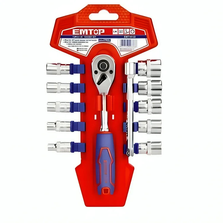 طقم مفاتيح مقبس 1/4 بوصة –12 قطعة –EMTOP ESKT14122