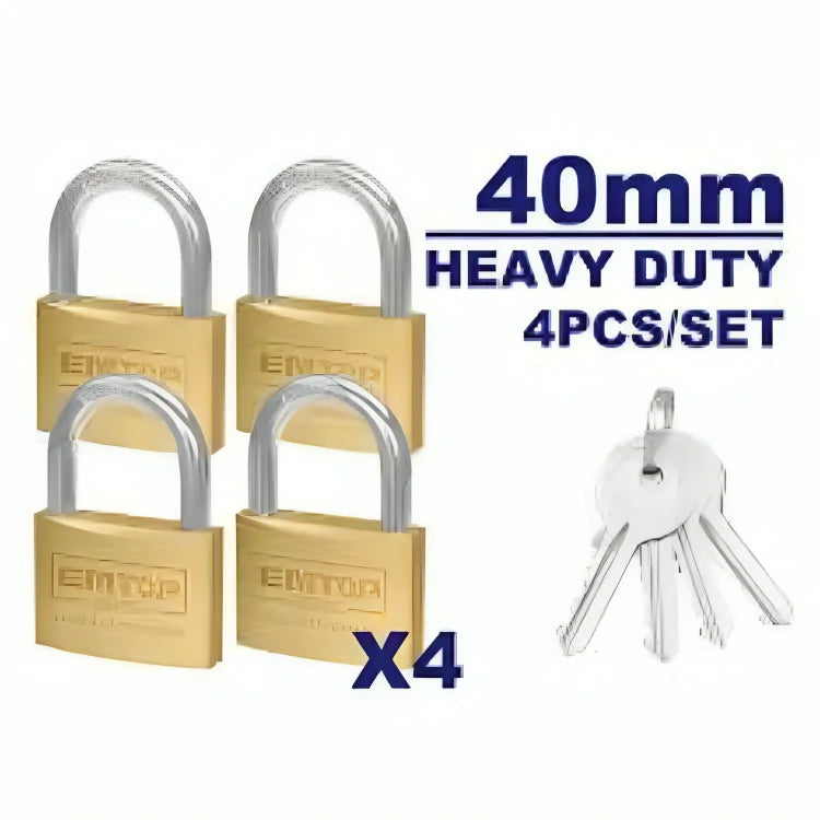 قفل نحاس طقم 4 قطع – 40 مم EMTOP EPDKB4402