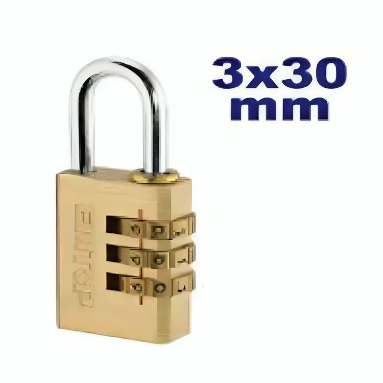 قفل أمان رقمي نحاسي 30 مم بثلاث خانات EMTOP EPDKC3033