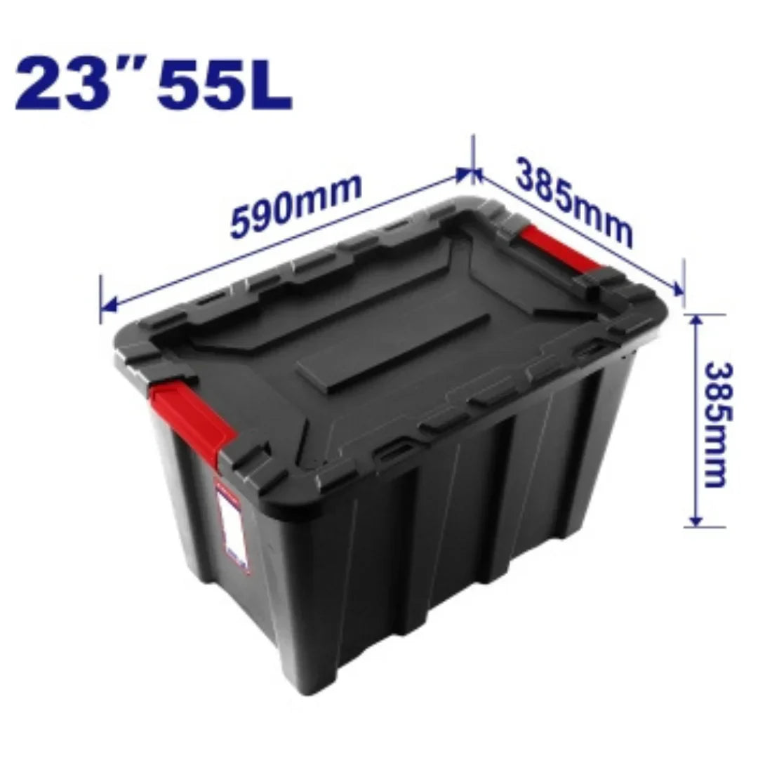 صندوق تخزين بلاستيكي لون أسود سعة 55 لتر EMTOP EMTB3355