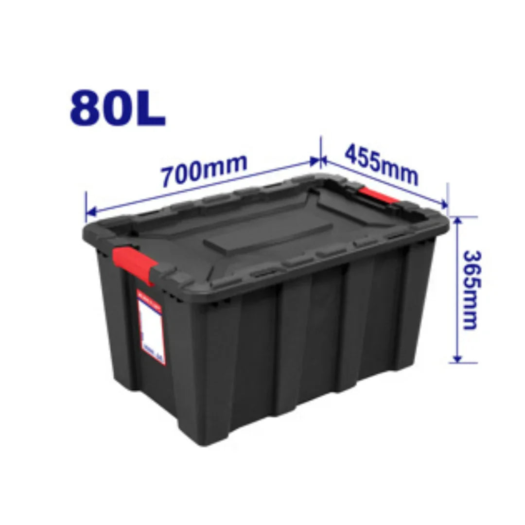 صندوق تخزين بلاستيكي لون أسود سعة 80 لتر EMTOP EMTB3380
