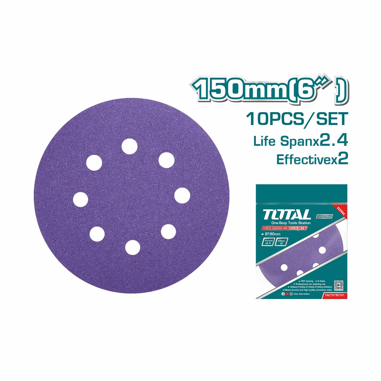 طقم ورق حف 6" 10 قطع من توتال.