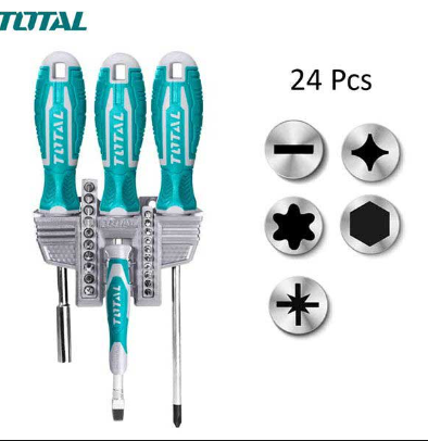 طقم مفكات مع راسيات 24 قطعة من TOTAL
