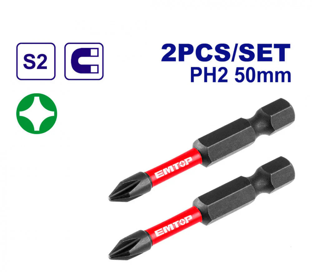 مجموعة رؤوس مفكات براغي مغناطيسية  - PH2 × 50