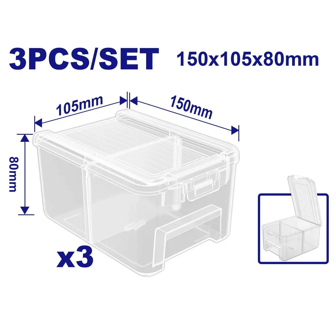 صندوق تخزين براغي مع غطاء يحتوي على 3 صناديق شفافة  EMTOP EMTB8333