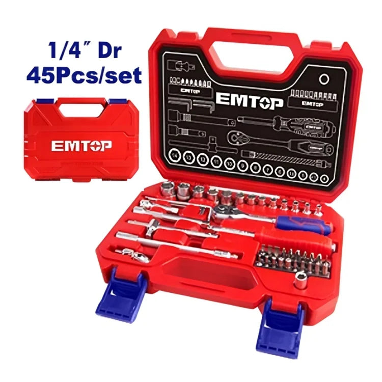 طقم مقابس 1/4 إنش - 45 قطعة - EMTOP ESKT14451