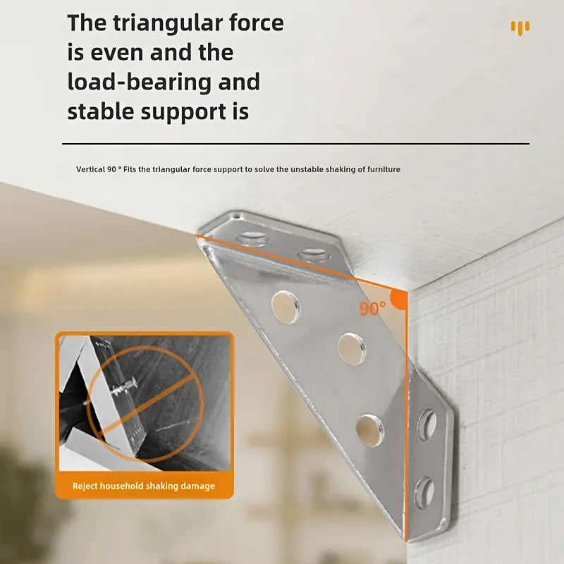 زاوية تثبيت معدنية 90 درجة متعددة الاستخدام – دعامة زاوية مثلثة لتعزيز الأثاث بقوة وثبات