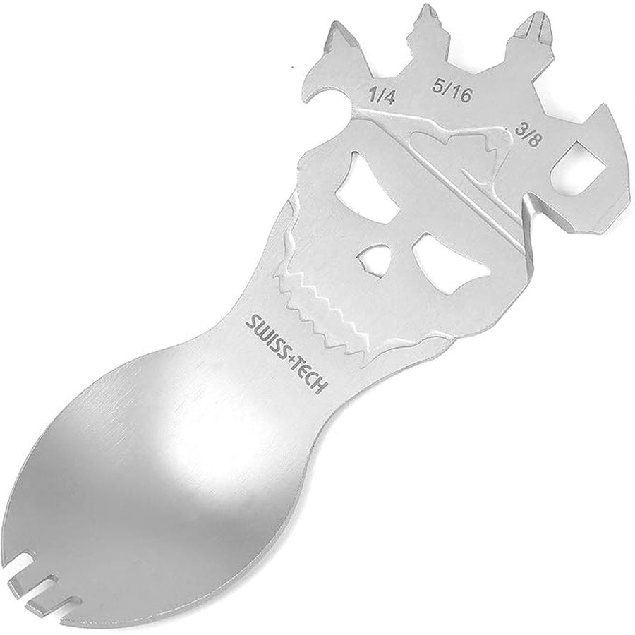 أداة متعددة 11 في 1 مع ملعقة وشوكة – Swiss+Tech ST029005 | Swiss+Tech ST029005 11-IN-1 Multi-Tool, Spoon and Fork, Bottle Opener, Strap Cutter and More          Ask ChatGPT