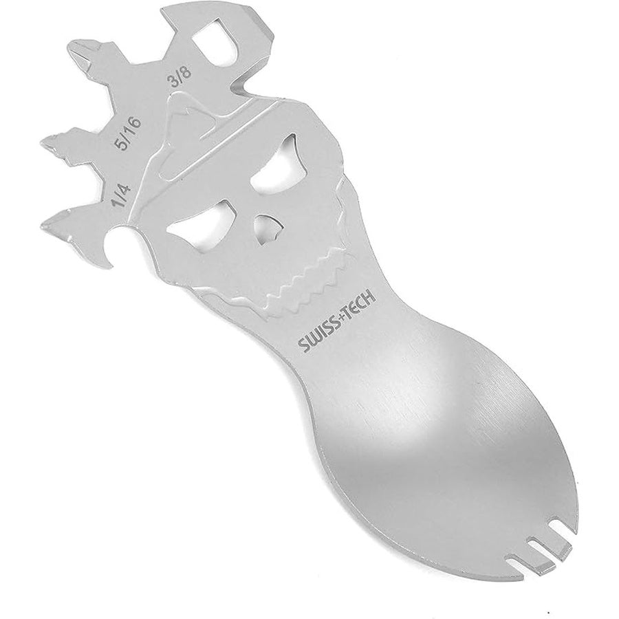 أداة متعددة 11 في 1 مع ملعقة وشوكة – Swiss+Tech ST029005 | Swiss+Tech ST029005 11-IN-1 Multi-Tool, Spoon and Fork, Bottle Opener, Strap Cutter and More          Ask ChatGPT