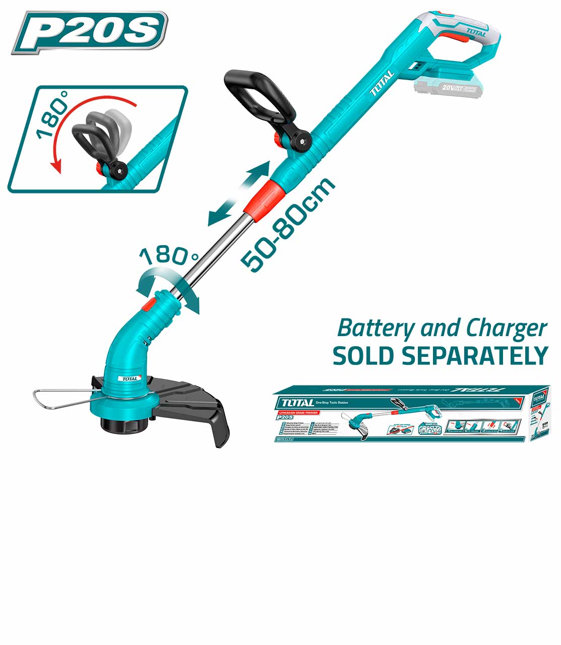 ماكنة قص حواف العشب بدون بطارية وشاحن 20 فولت من Total