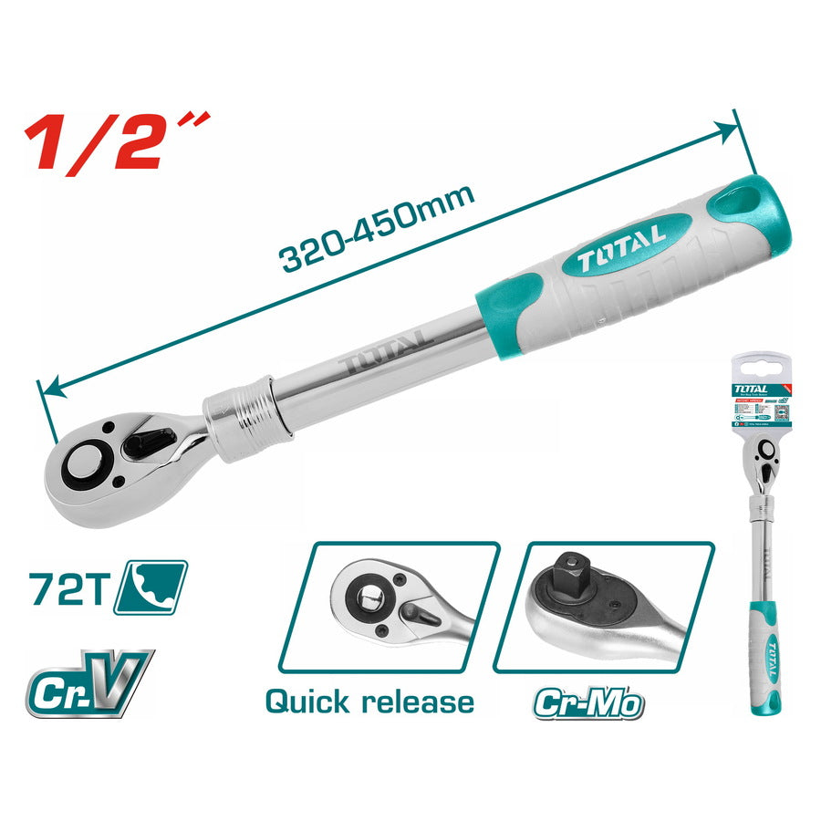 مفتاح طقطيقة قابل للتمديد بحجم ½” من Total