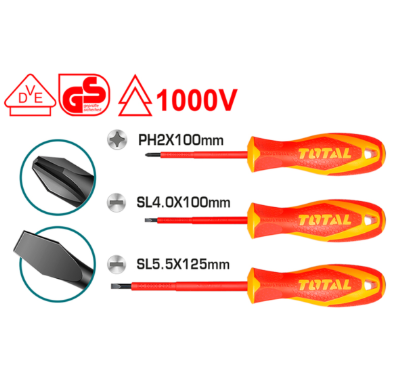 طقم مفكات معزول 3 قطع من TOTAL