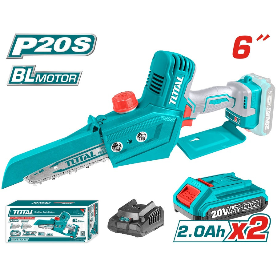 منشار تقليم شجر شحن 20 فولت مع بطاريتين وشاحن من Total