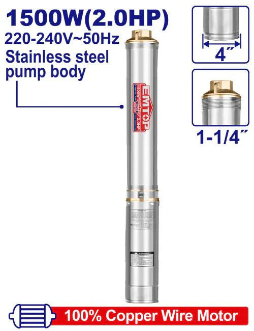مضخة غاطسة للآبار العميقة 4 بوصات (2.0HP)