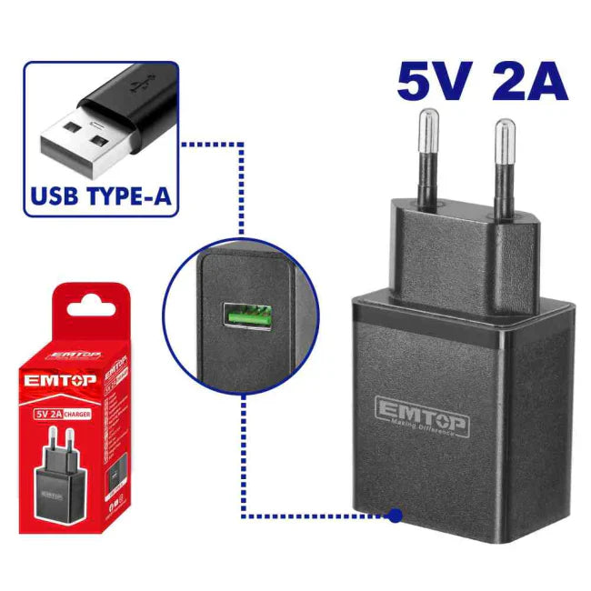 شاحن USB EMTOP 5V 2A