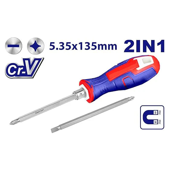 مفك عادي و مصلب  2 في1  EMTOP ESDRH0203