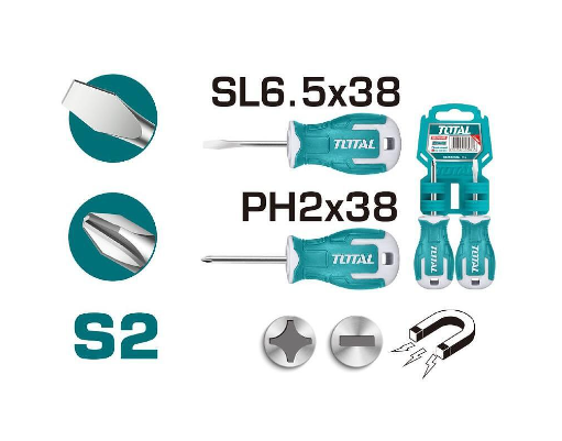 طقم مفك طبة عادي ومصلب من TOTAL