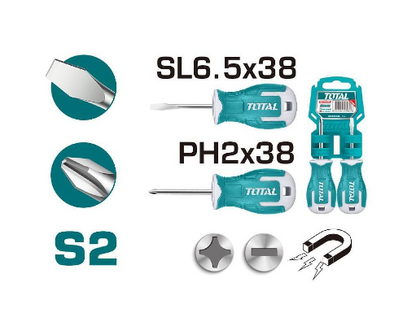 طقم مفك طبة عادي ومصلب من TOTAL