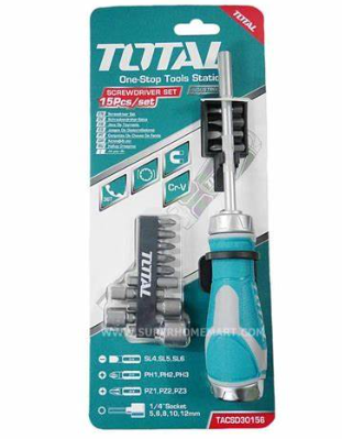 مفك طقطيقة مع راسيات عدد 15 من TOTAL