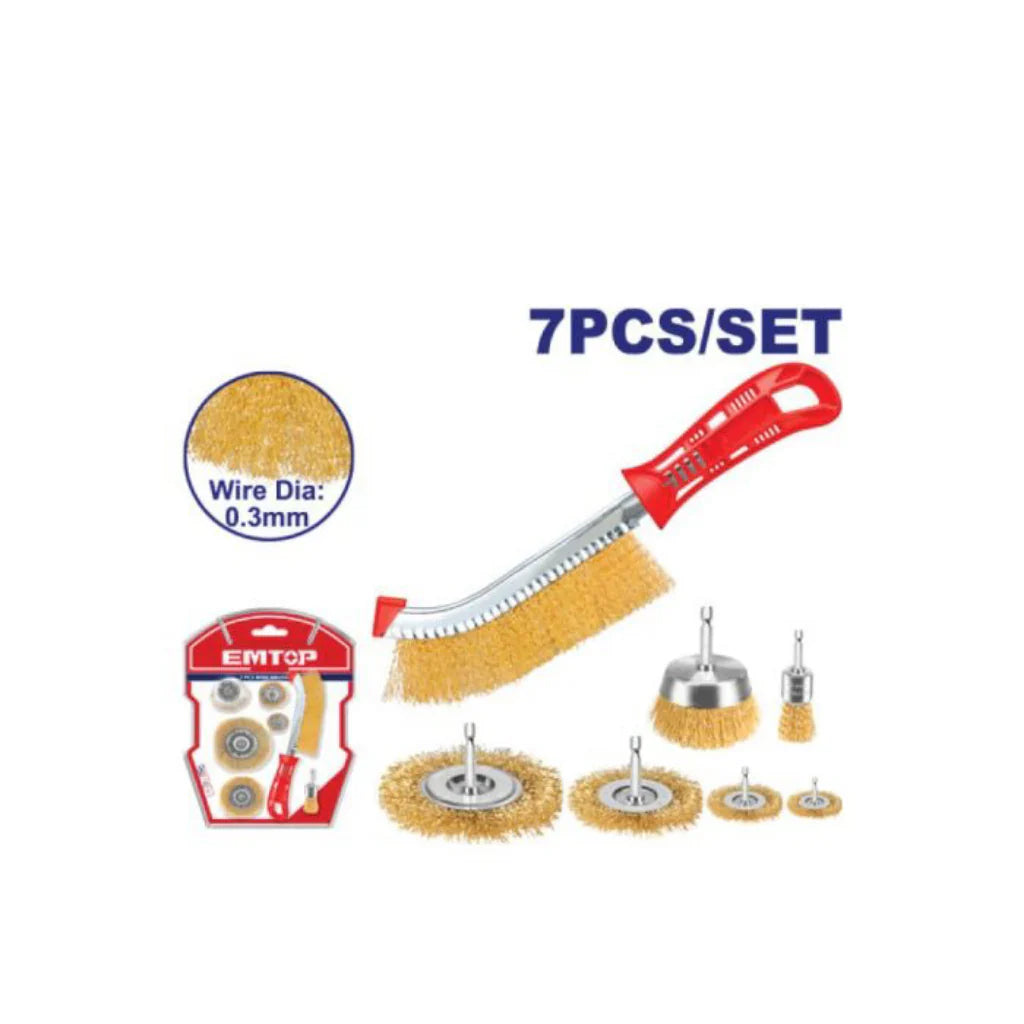 فرشايه سلك نحاسية بمقبض بولي من EMTOP و ( طقم 7 قطع)