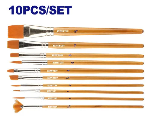 طقم فراشي رسم قطم – 10 قطع  EMTOP EMXA1K10