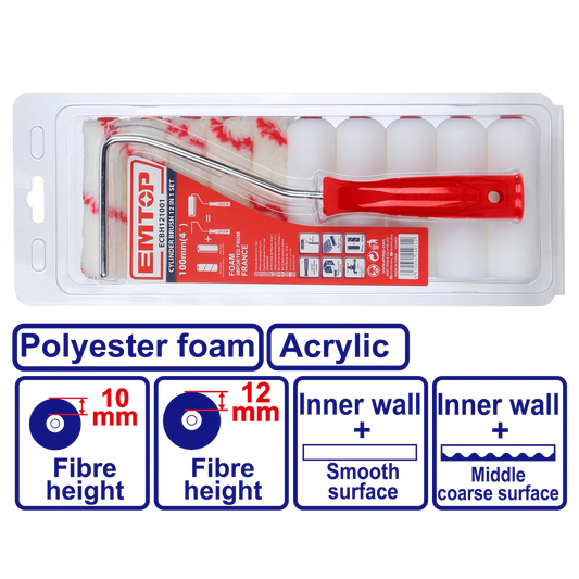 طقم رول دهان 12 قطعة 10 سم  EMTOP ECBH121001
