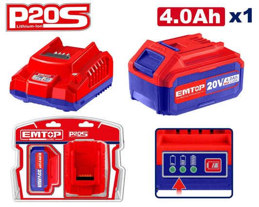طقم بطارية وشاحن ليثيوم أيون EMTOP ELBCPK1214 P20S