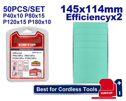 اوراق الصنفرة ( 50 قطعة )   145×114 مم | EMTOP ESPR145115