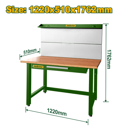 طاولة عمل فولاذية مع دراج ولوح تعليق أدوات - عرض 1220 مم من JADEVER