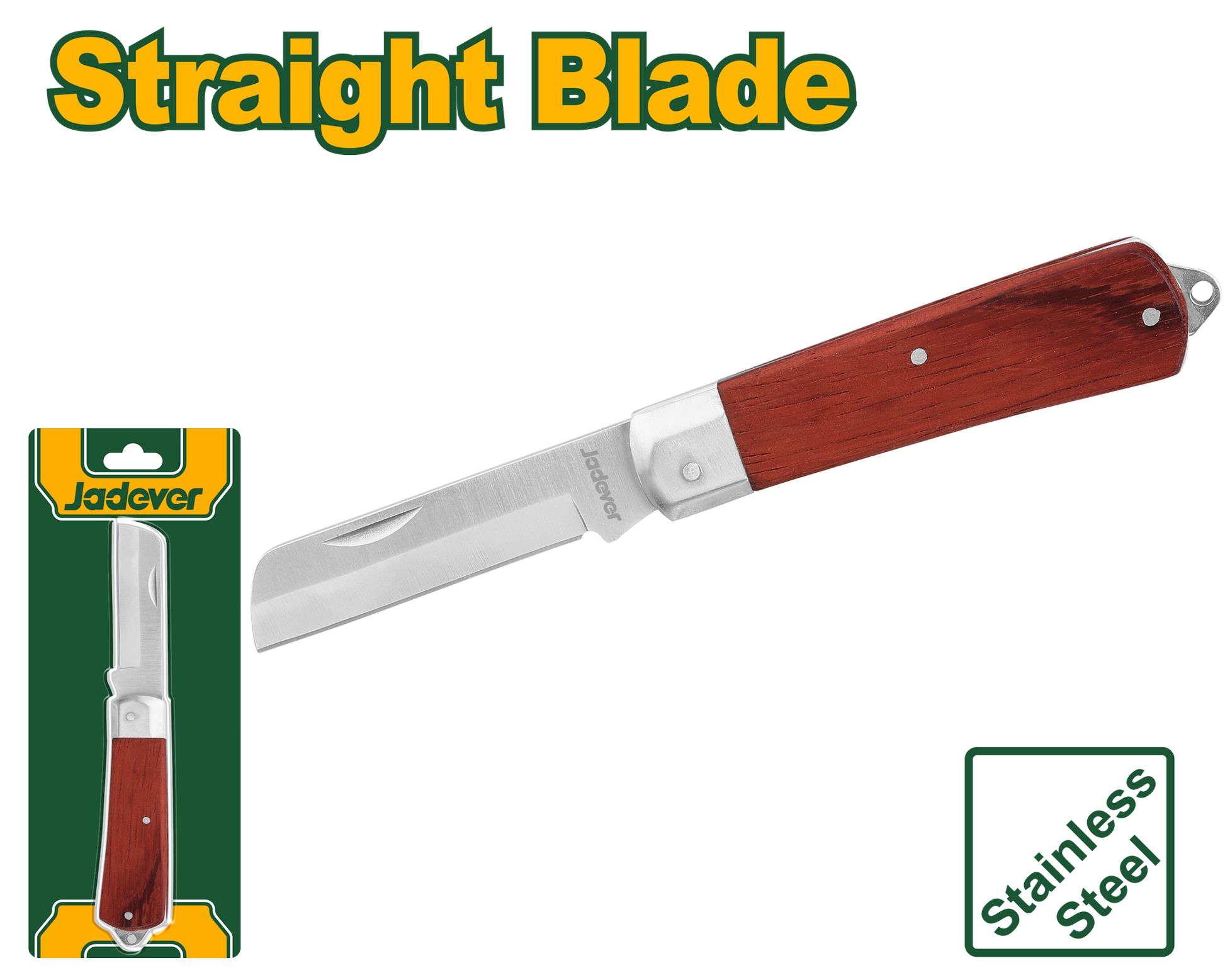 سكين تعرية الكابلات بمقبض خشبي – رأس مستقيم 210 ملم من JADEVER